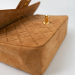 CHANEL Handbag Chanel Brown Suede Quilted Matelasse Single Flap  GHW - Redeluxe