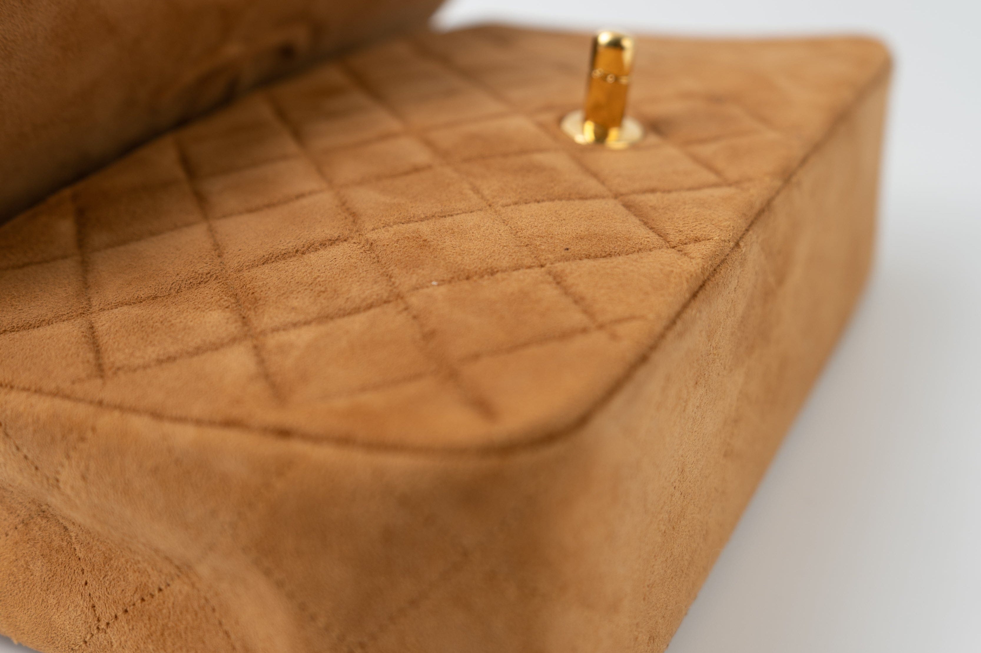 CHANEL Handbag Chanel Brown Suede Quilted Matelasse Single Flap  GHW - Redeluxe