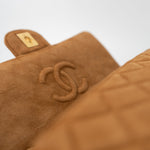CHANEL Handbag Chanel Brown Suede Quilted Matelasse Single Flap  GHW - Redeluxe