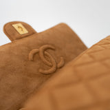 CHANEL Handbag Chanel Brown Suede Quilted Matelasse Single Flap  GHW - Redeluxe
