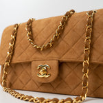 CHANEL Handbag Chanel Brown Suede Quilted Matelasse Single Flap  GHW - Redeluxe