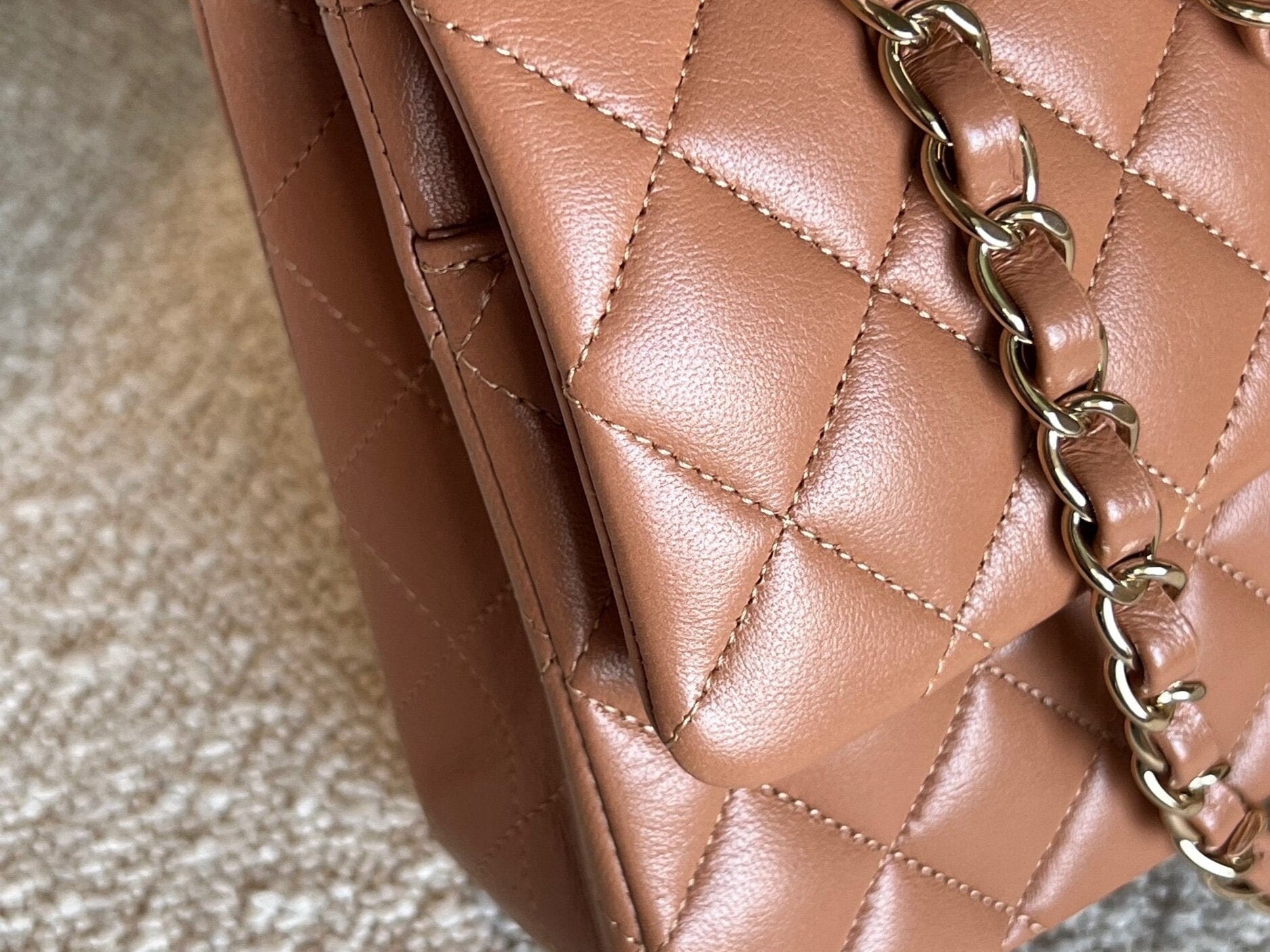 CHANEL Handbag Chanel Caramel Lambskin Quilted Classic Flap Medium LGHW - Redeluxe
