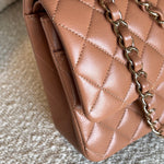 CHANEL Handbag Chanel Caramel Lambskin Quilted Classic Flap Medium LGHW - Redeluxe
