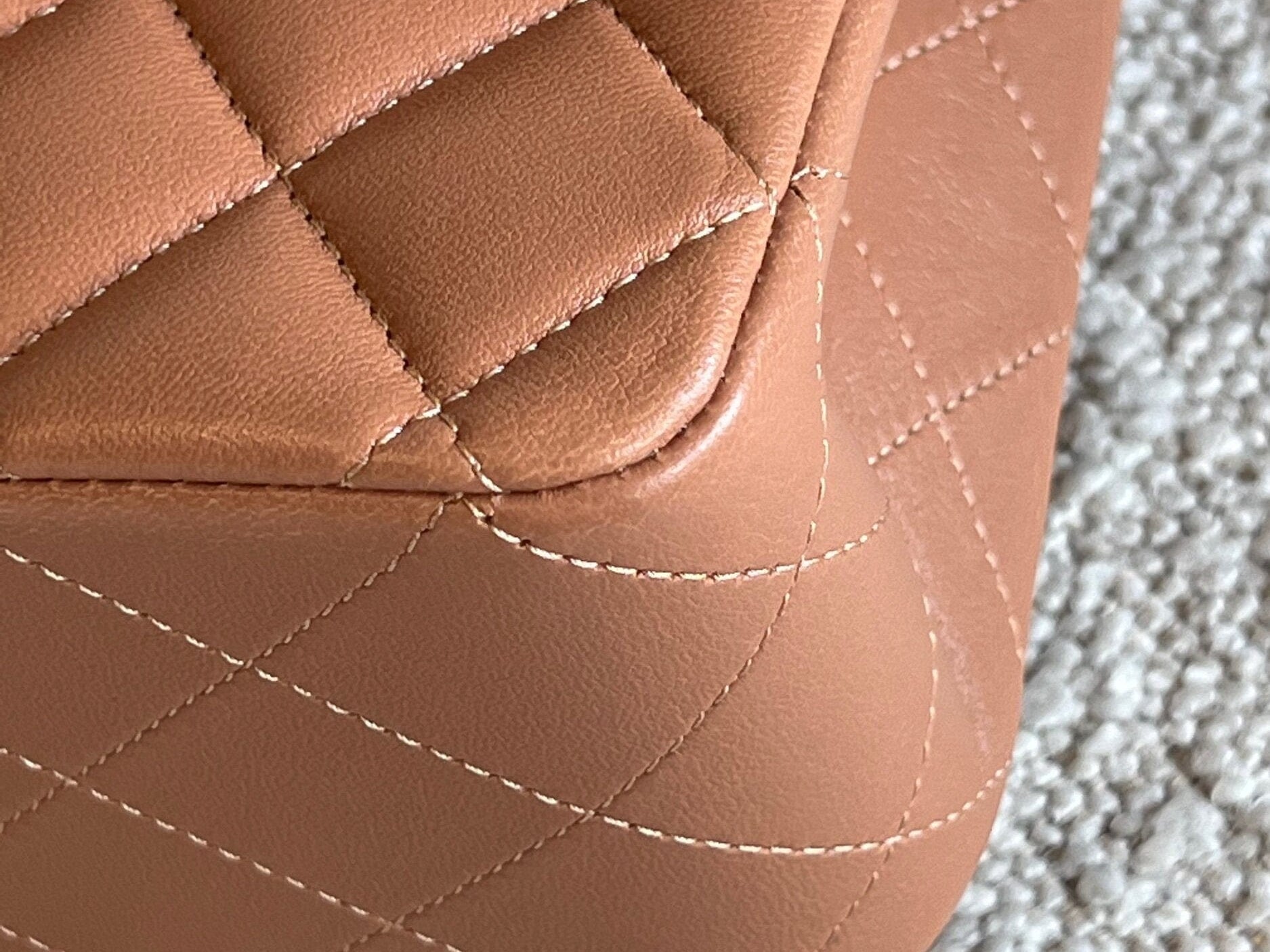 CHANEL Handbag Chanel Caramel Lambskin Quilted Classic Flap Medium LGHW - Redeluxe
