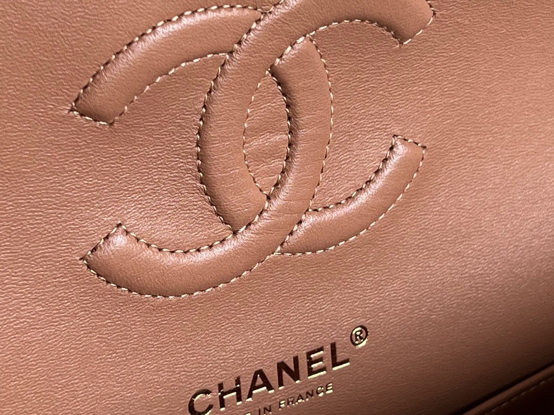 CHANEL Handbag Chanel Caramel Lambskin Quilted Classic Flap Medium LGHW - Redeluxe
