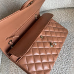 CHANEL Handbag Chanel Caramel Lambskin Quilted Classic Flap Medium LGHW - Redeluxe