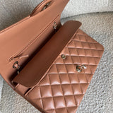 CHANEL Handbag Chanel Caramel Lambskin Quilted Classic Flap Medium LGHW - Redeluxe