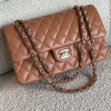 CHANEL Handbag Chanel Caramel Lambskin Quilted Classic Flap Medium LGHW - Redeluxe