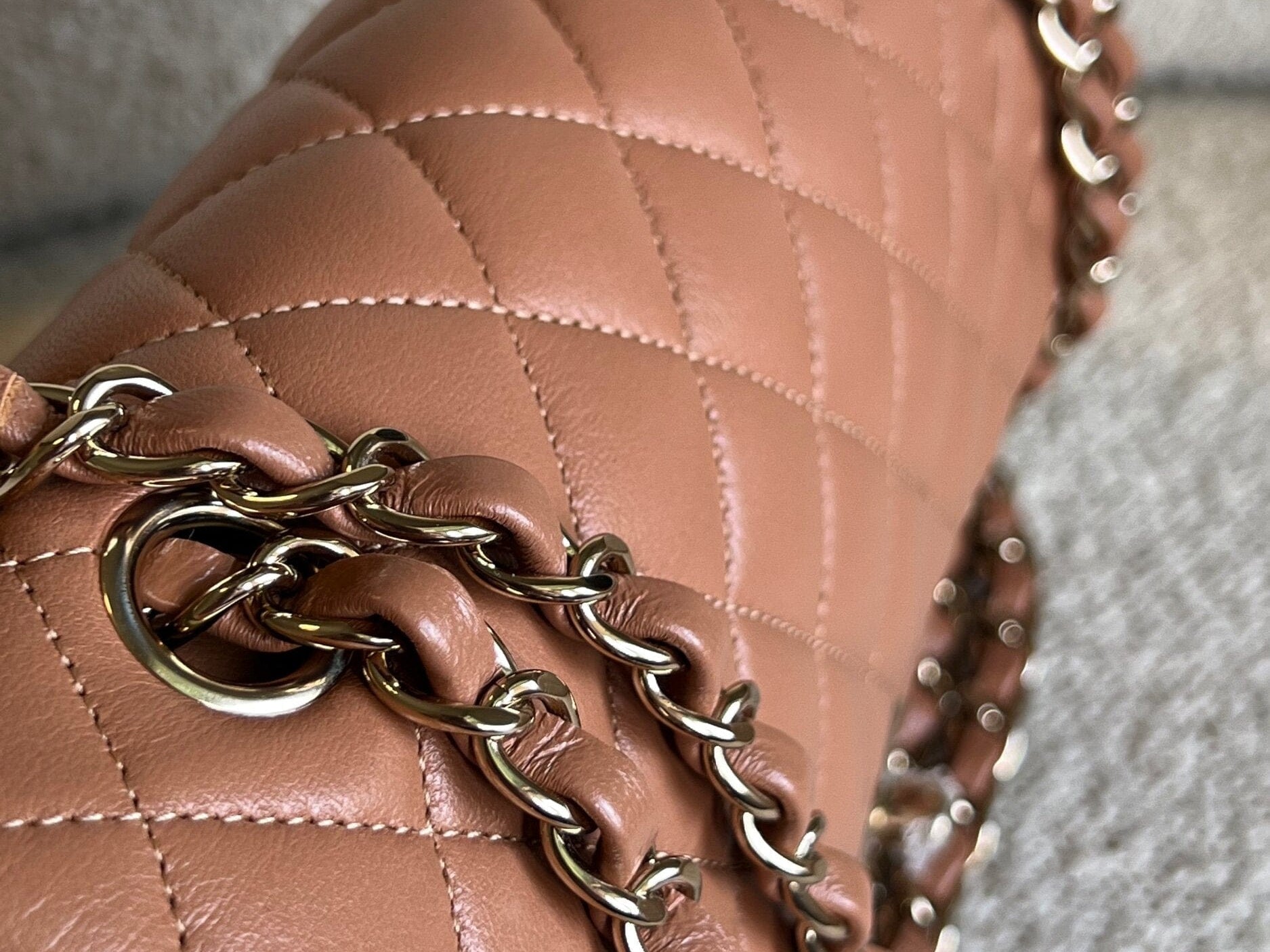 CHANEL Handbag Chanel Caramel Lambskin Quilted Classic Flap Medium LGHW - Redeluxe