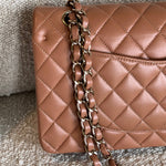 CHANEL Handbag Chanel Caramel Lambskin Quilted Classic Flap Medium LGHW - Redeluxe