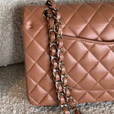 CHANEL Handbag Chanel Caramel Lambskin Quilted Classic Flap Medium LGHW - Redeluxe