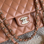 CHANEL Handbag Chanel Caramel Lambskin Quilted Classic Flap Medium LGHW - Redeluxe