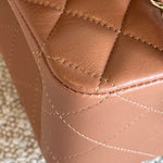 CHANEL Handbag Chanel Caramel Lambskin Quilted Classic Flap Medium LGHW - Redeluxe