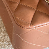 CHANEL Handbag Chanel Caramel Lambskin Quilted Classic Flap Medium LGHW - Redeluxe
