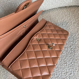 CHANEL Handbag Chanel Caramel Lambskin Quilted Classic Flap Medium LGHW - Redeluxe