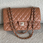 CHANEL Handbag Chanel Caramel Lambskin Quilted Classic Flap Medium LGHW - Redeluxe