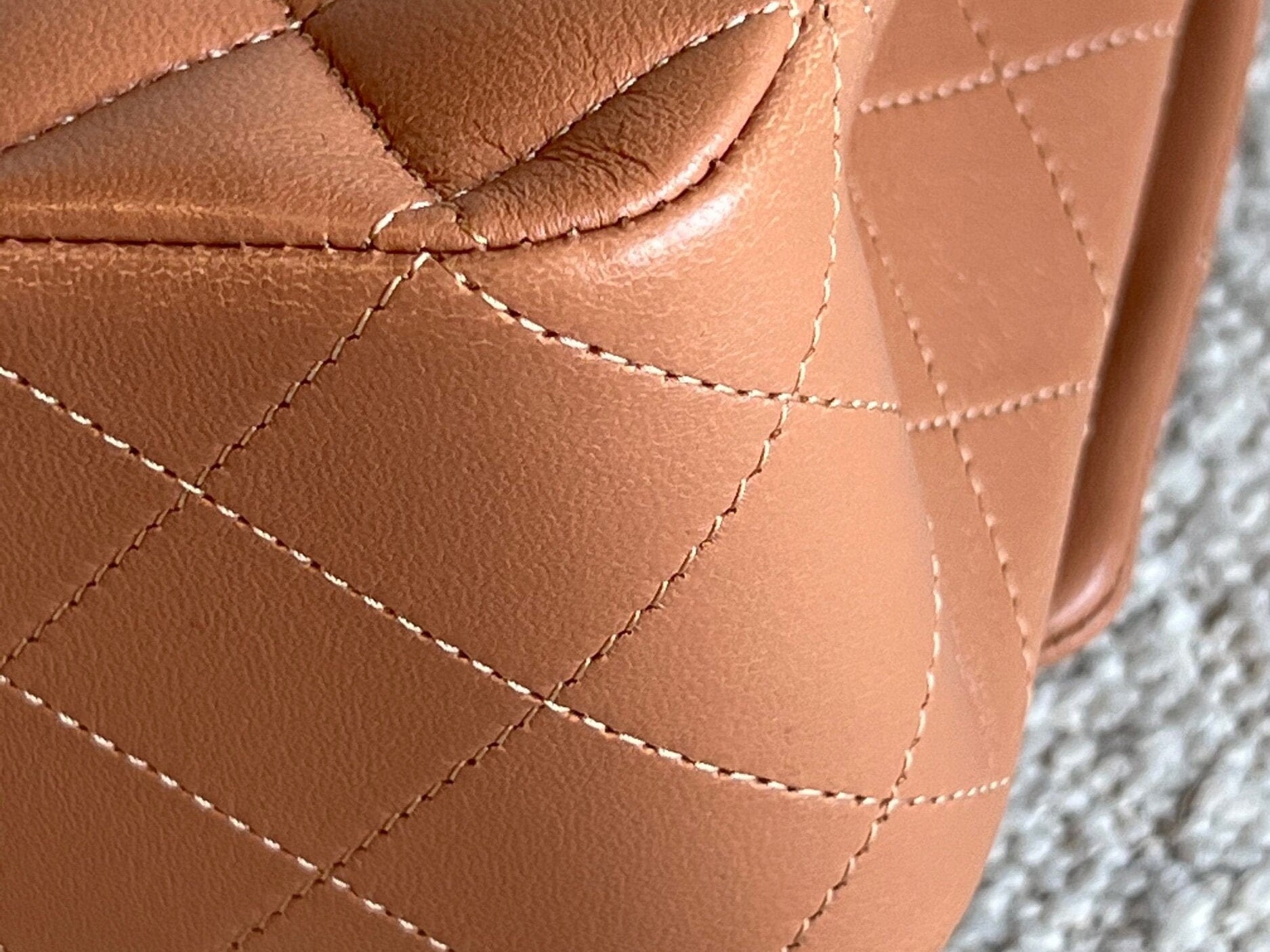CHANEL Handbag Chanel Caramel Lambskin Quilted Classic Flap Medium LGHW - Redeluxe
