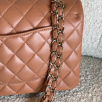 CHANEL Handbag Chanel Caramel Lambskin Quilted Classic Flap Medium LGHW - Redeluxe