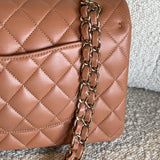 CHANEL Handbag Chanel Caramel Lambskin Quilted Classic Flap Medium LGHW - Redeluxe