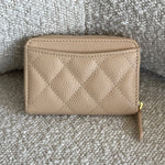 CHANEL Handbag Chanel Classic Zipped Coin Purse Beige - Redeluxe