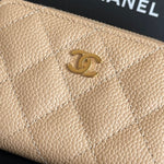 CHANEL Handbag Chanel Classic Zipped Coin Purse Beige - Redeluxe