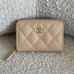 CHANEL Handbag Chanel Classic Zipped Coin Purse Beige - Redeluxe
