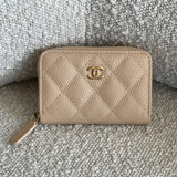 CHANEL Handbag Chanel Classic Zipped Coin Purse Beige - Redeluxe