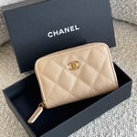 CHANEL Handbag Chanel Classic Zipped Coin Purse Beige - Redeluxe