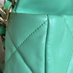 CHANEL Handbag Chanel Green Goatskin Quilted Small 19 Flap MHW - Redeluxe