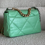 CHANEL Handbag Chanel Green Goatskin Quilted Small 19 Flap MHW - Redeluxe