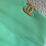 CHANEL Handbag Chanel Green Goatskin Quilted Small 19 Flap MHW - Redeluxe