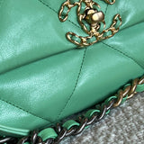CHANEL Handbag Chanel Green Goatskin Quilted Small 19 Flap MHW - Redeluxe