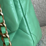 CHANEL Handbag Chanel Green Goatskin Quilted Small 19 Flap MHW - Redeluxe
