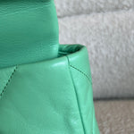 CHANEL Handbag Chanel Green Goatskin Quilted Small 19 Flap MHW - Redeluxe
