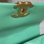 CHANEL Handbag Chanel Green Goatskin Quilted Small 19 Flap MHW - Redeluxe