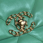 CHANEL Handbag Chanel Green Goatskin Quilted Small 19 Flap MHW - Redeluxe