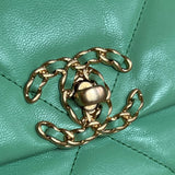 CHANEL Handbag Chanel Green Goatskin Quilted Small 19 Flap MHW - Redeluxe