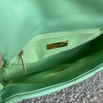 CHANEL Handbag Chanel Green Goatskin Quilted Small 19 Flap MHW - Redeluxe