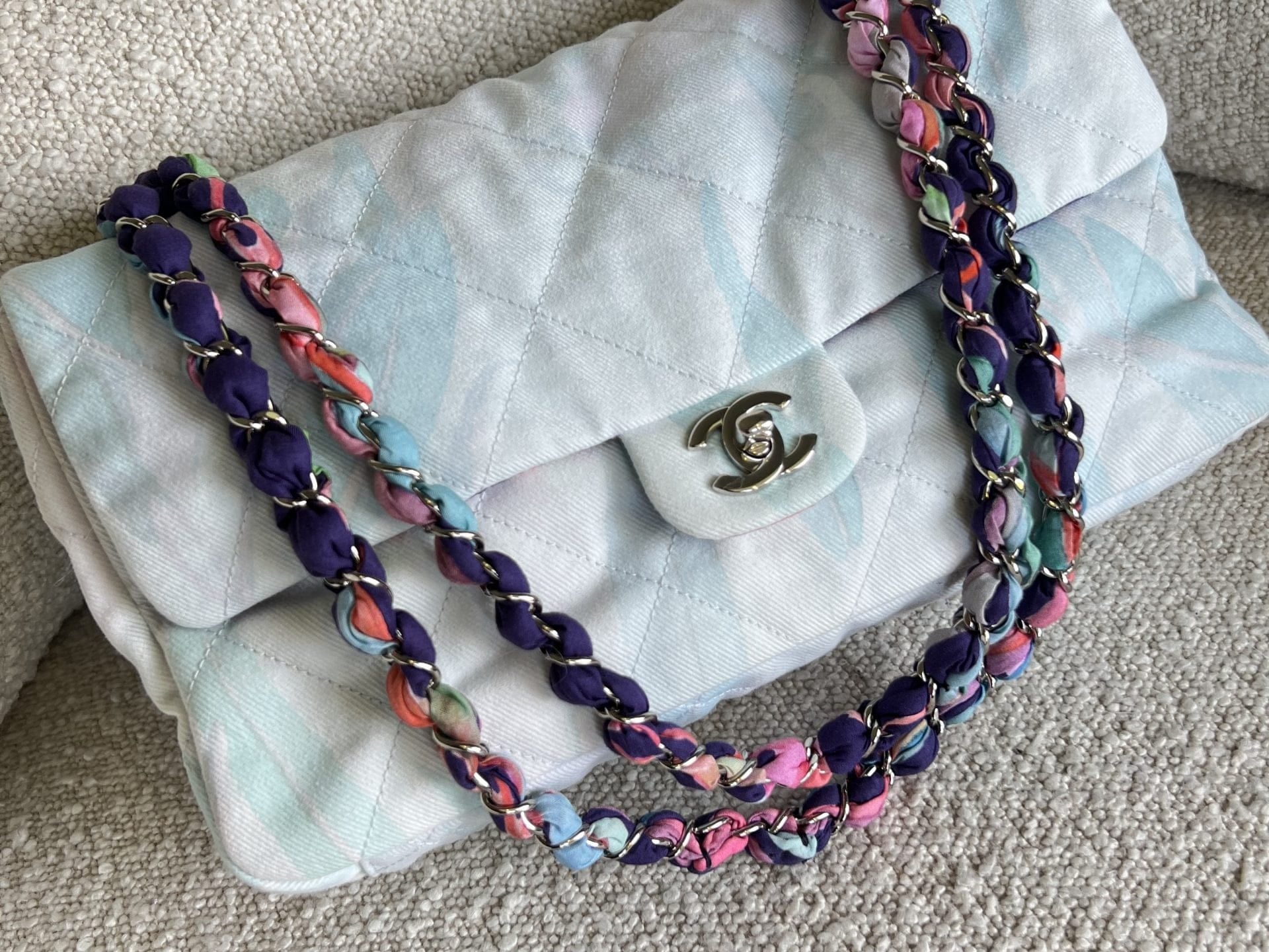 CHANEL Handbag Chanel Jungle Jeans Flap Bag Blue SHW - Redeluxe