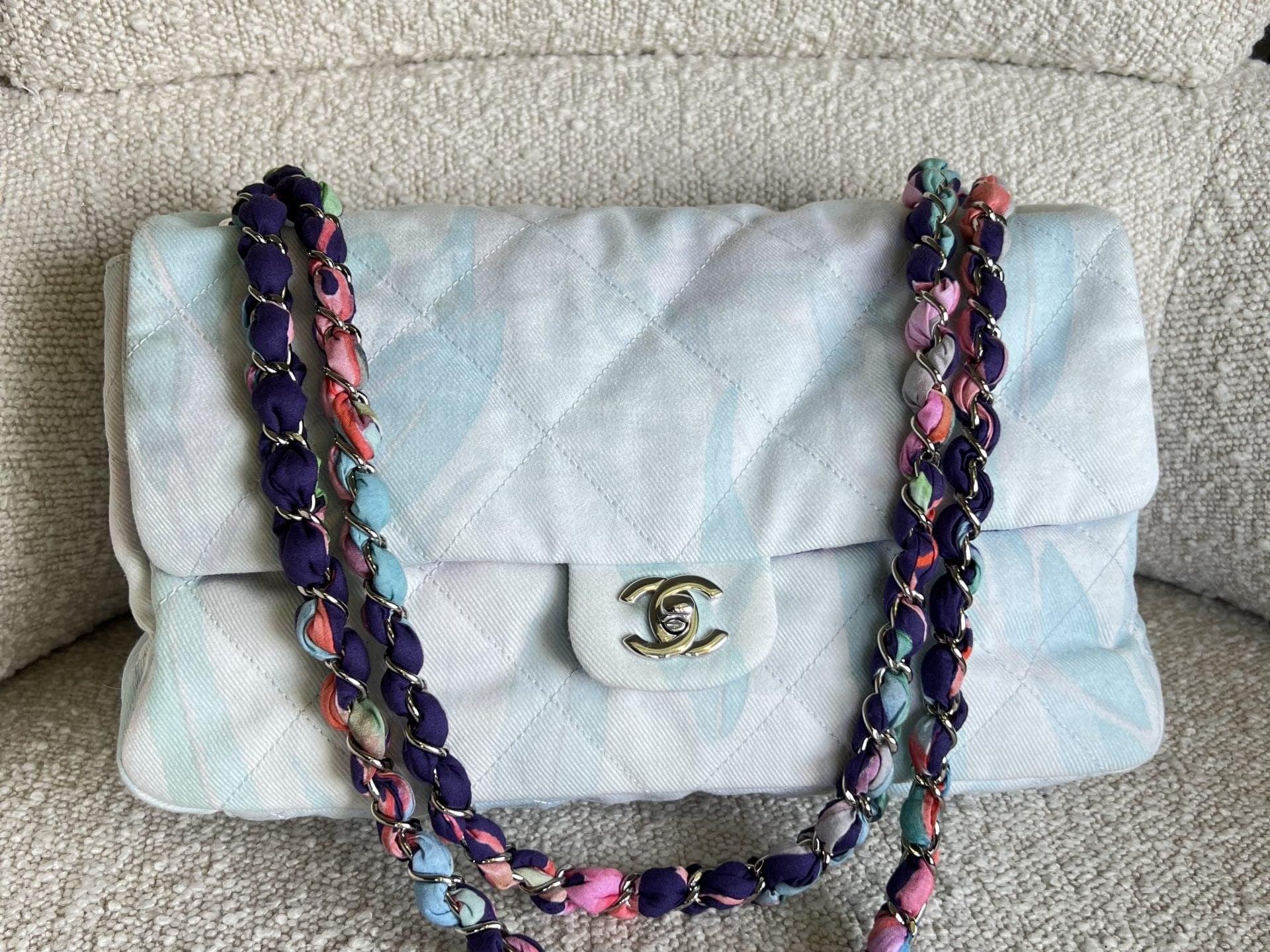 CHANEL Handbag Chanel Jungle Jeans Flap Bag Blue SHW - Redeluxe