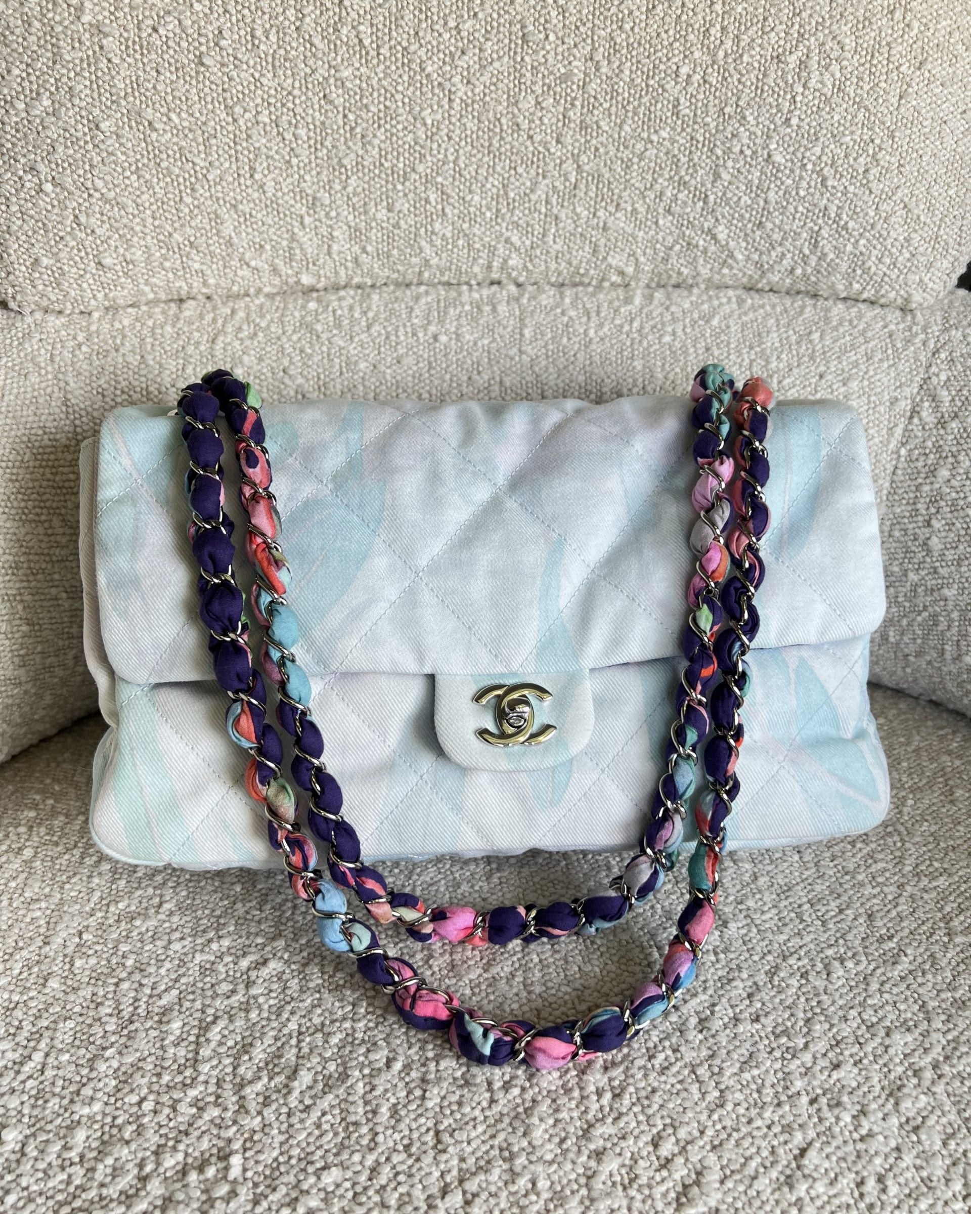 CHANEL Handbag Chanel Jungle Jeans Flap Bag Blue SHW - Redeluxe