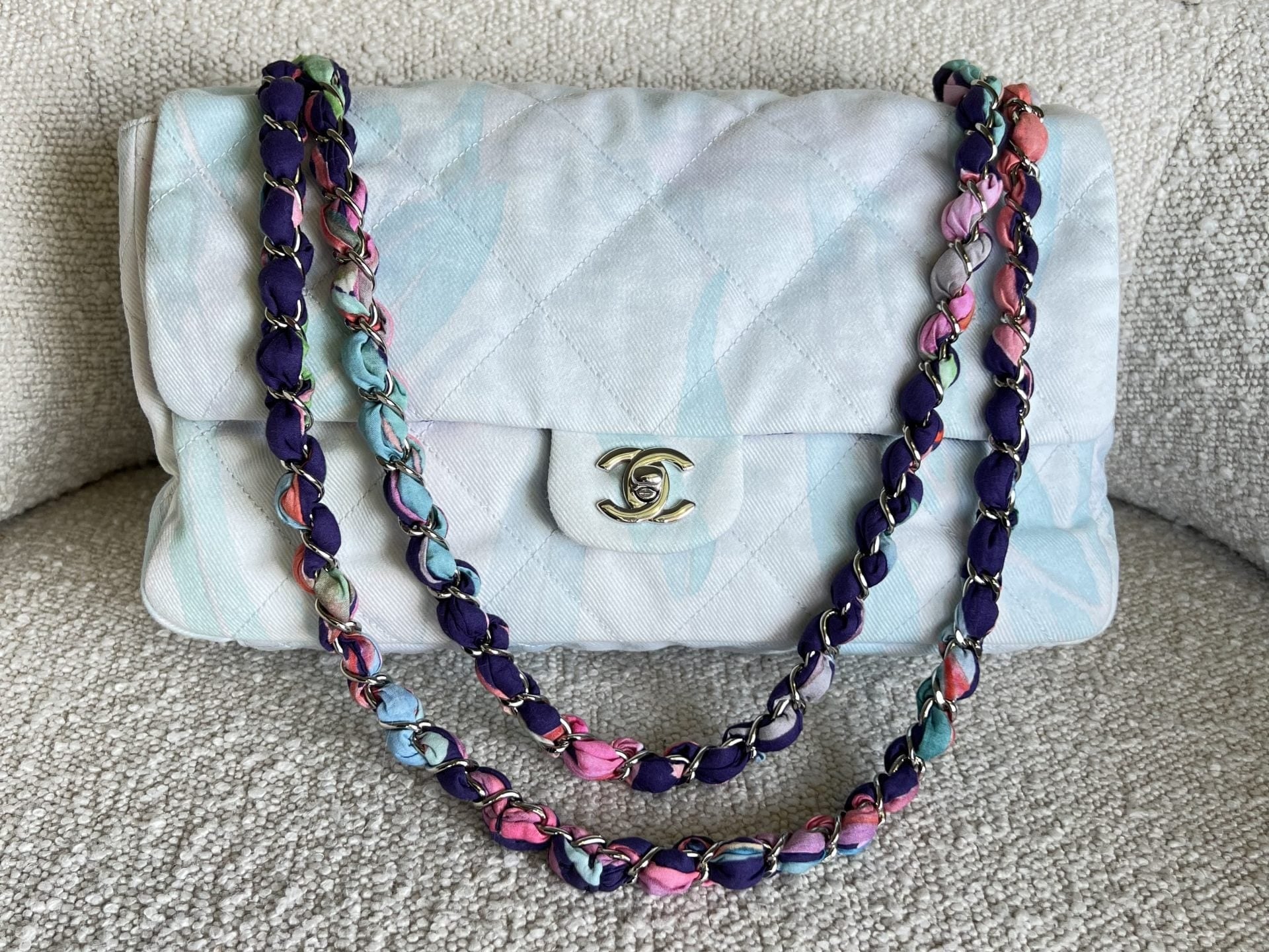 CHANEL Handbag Chanel Jungle Jeans Flap Bag Blue SHW - Redeluxe