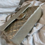 CHANEL Handbag Chanel Metallic Gold Lambskin Quilted Classic Flap Medium AGHW - Redeluxe