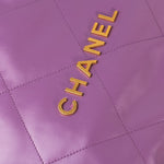 CHANEL Handbag Chanel Purple Calfskin Quilted 22 Drawstring Bag - Redeluxe