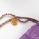 CHANEL Handbag Chanel Purple Calfskin Quilted 22 Drawstring Bag - Redeluxe