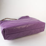 CHANEL Handbag Chanel Purple Calfskin Quilted 22 Drawstring Bag - Redeluxe