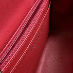 CHANEL Handbag Chanel Red Mini Square Lambskin Quilted Flap SHW - Redeluxe