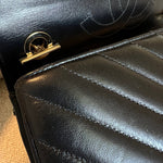 CHANEL Handbag Chanel Small Black Lambskin Chevron Trendy CC LGHW - Redeluxe