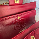 CHANEL Handbag Chanel Small Vintage Red Lambskin Quilted Classic Flap GHW - Redeluxe