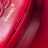 CHANEL Handbag Chanel Small Vintage Red Lambskin Quilted Classic Flap GHW - Redeluxe